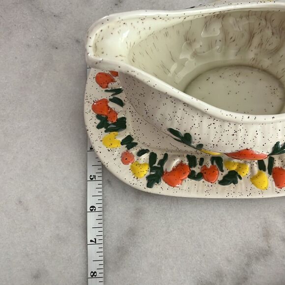 Arnels Mushrooms Antique 2pc Gravy Boat Raised Design Handpainted Made in USA - Picture 13 of 14